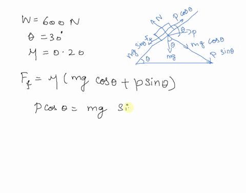 a-600-n-block-rests-of-a-30plane-if-the-coefficient-of-friction-is-020-what-is-the-value-of-the-force-p-applied-horizontally-to-keep-the-block-moving-up-the-plane-72775