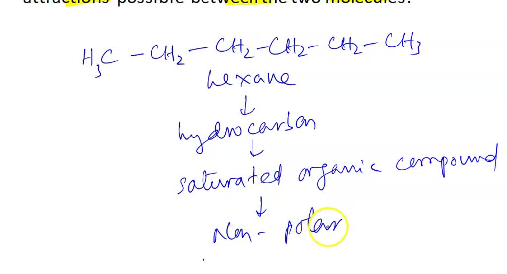 SOLVED Will hexane, C6H14, dissolve in water? Explain why or why not