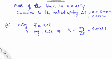 when-020-kg-block-is-suspended-from-vertically-hanging-spring-stretches-the-spring-from-its-original-length-of-0040-m-to-0045-m-the-same-block-is-attached-to-the-same-spring-and-placed-on-a-45483