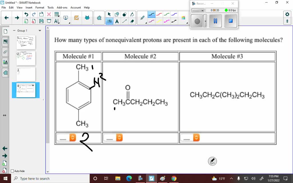 Solved Determine How Many Types Of Nonequivalent Protons Are Present In The Following Molecule 4731