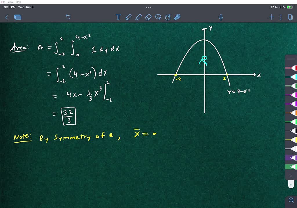 Solved J Find The Coordinates Ofthe Centroid Of The Plane Area Bounded By The Parabola Y 4 X And The X Axis A 0 1 1 0 1 6 C 0 2 D 1 0