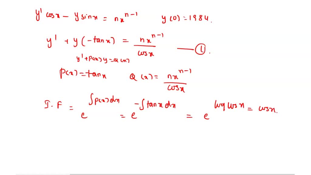 SOLVED: T1-1 (7.5 Points): Find the PS of cosx y sin x = nxn-1 y(0 ...