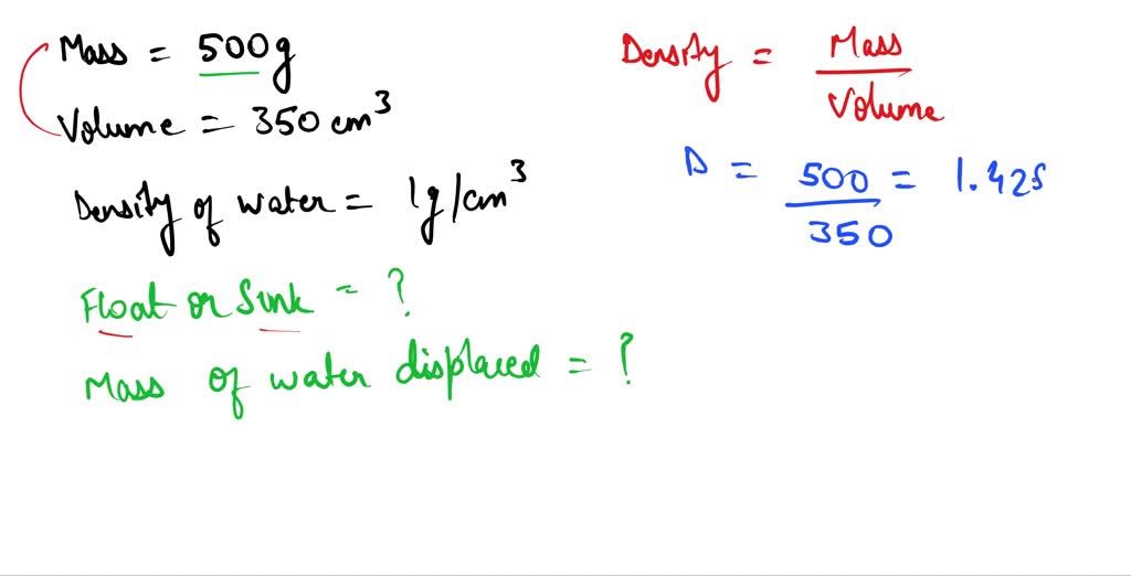 SOLVED: The volume of a 500 g sealed packet is 350 cm3. Will the packet ...