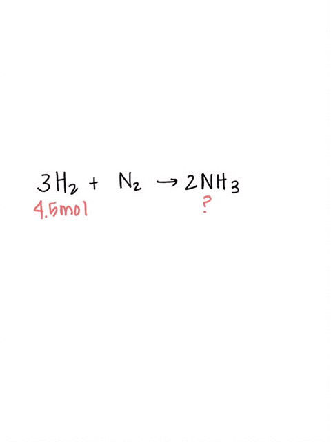 if-a-sample-of-450-moles-of-hydrogen-gas-was-reacted-with-excess-nitrogen-how-many-moles-of-ammonia-gas-would-be-produced-06469