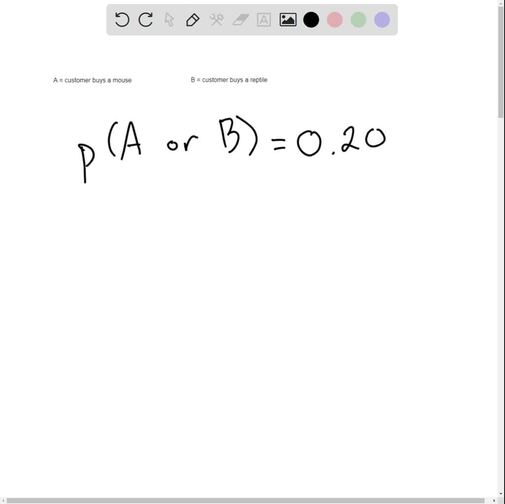 SOLVED A pet store sells mice reptiles and birds Let event A = a