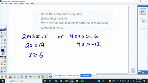 solve-the-compound-inequality-2x315-or-4x6-6-write-the-solution-in-interval-notation-if-there-is-no-solution-enter-53105