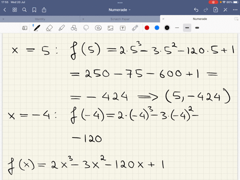 let-fx-2x3-3x2-120x-1-find-all-points-on-the-graph-of-fx-at-which-the-tangent-line-is-horizontal-find-all-points-on-the-graph-of-fx-at-which-the-tangent-line-has-slope-84-4-the-tangent-line-93525