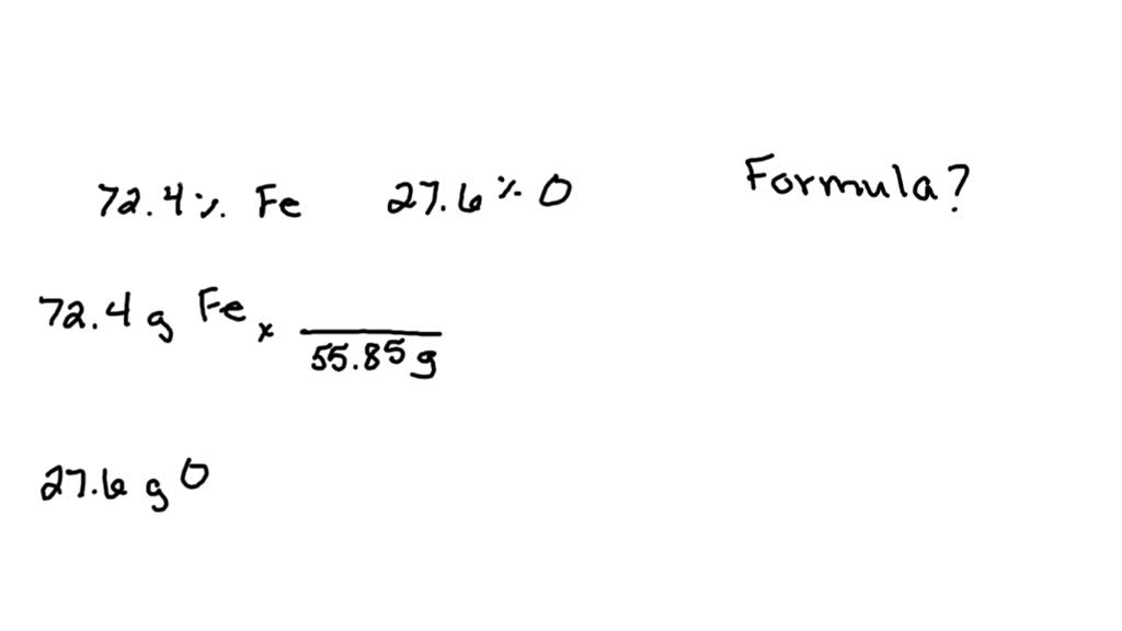 SOLVED: 'Find the formula for the compound that contains 72.40% iron ...