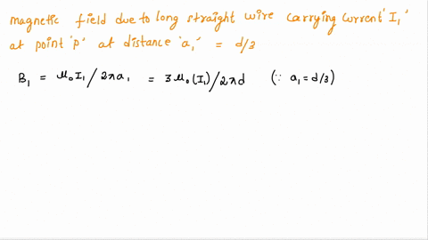 two-long-parallel-wires-separated-by-a-distance-d-carry-currents-i1-and-i2-respectively-in-opposite-directions-at-a-point-p-at-distance-d3-from-the-first-wire-with-current-i1-calculate-the-r-75922
