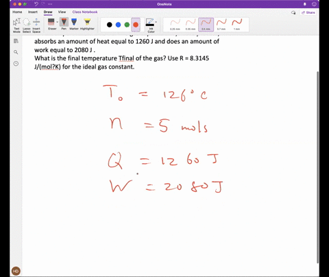 please-show-work-and-equations-we-start-with-500-moles-of-an-ideal-monatomic-gas-with-an-initial-temperature-of-126-c-the-gas-expands-and-in-the-process-absorbs-an-amount-of-heat-equal-to-12-04488