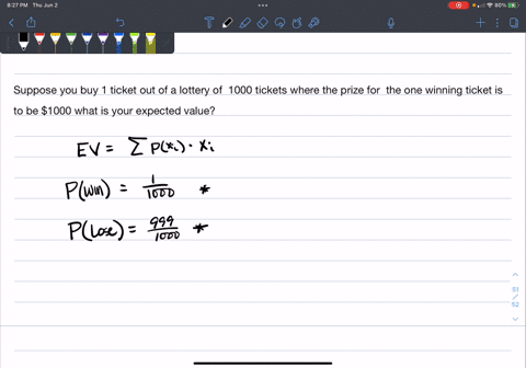 suppose-you-buy-1-ticket-for-1-out-of-a-lottery-of-1000-tickets-where-the-prize-for-the-one-winning-ticket-is-to-be-1000-what-is-your-expected-value-91058