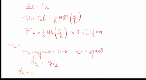 a-block-of-mass-m1-205-kg-and-a-block-of-mass-m2-610-kg-are-connected-by-a-massless-string-over-a-pulley-in-the-shape-of-a-solid-disk-having-radius-r-0250-m-and-mass-m-100-kg-the-fixed-wedge-82727