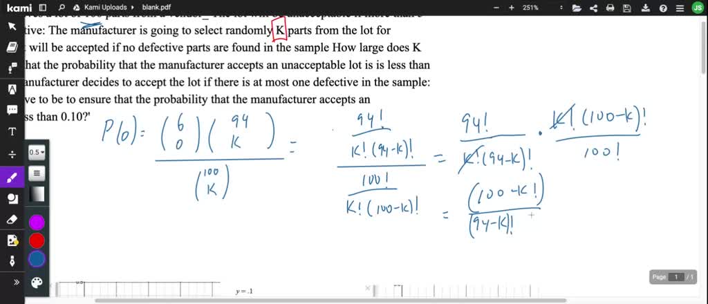 SOLVED: 'A Manufacturer Receives A Lot Of 100 Parts From A Vendor The ...