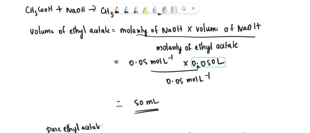 Solved: Pure Ethyl Acetate (mw = 88.11 G Mol, D = 0.902 G Cm3) Is Used 