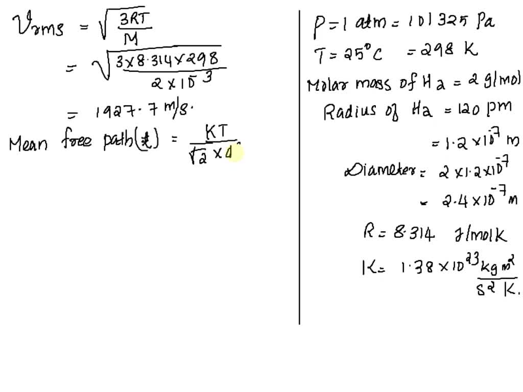 SOLVED: Evaluate the collision frequency of H2 molecules in a gas at 1 ...