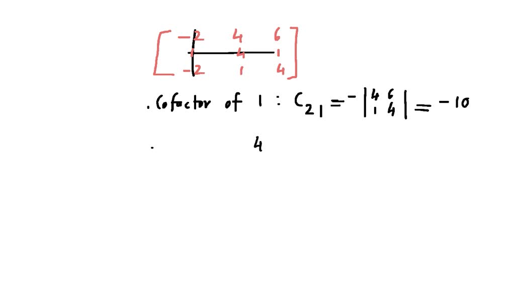 SOLVED Find the cofactor of each element in the second row 2 4 6