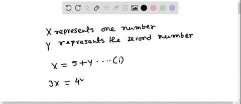 one-number-is-five-more-than-a-second-number-thrice-the-first-is-6-less-than-4-times-the-second-find-the-numbers-let-x-represent-one-number-and-y-represent-the-second-number-35387