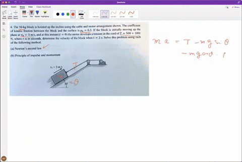 the-s0-kg-block-is-hoisted-up-the-incline-using-the-cable-and-motor-arrangement-shown-the-coefficient-of-kinetic-friction-betwcen-the-block-and-the-surface-is-uk-03-if-the-block-is-initially-48646