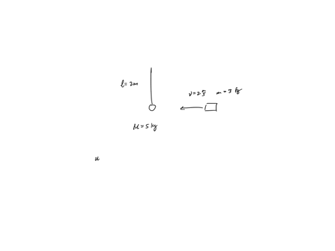 a-3-kg-block-moving-at-2-ms-collides-with-a-5-kg-bob-that-is-hanging-at-rest-from-a-2-m-long-string-as-shown-below-a-if-the-two-object-collide-without-deformation-to-what-angle-will-the-5-kg-bob-rise-