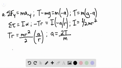 a-string-is-wrapped-around-a-uniform-cylinder-of-mass-m-and-radius-r-the-cylinder-is-released-from-rest-with-the-string-vertical-and-its-top-end-tied-to-a-fixed-bar-fig-p-890-show-that-a-the-tension-2