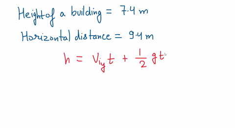 a-ball-is-thrown-horizontally-from-the-roof-of-a-building-74-m-tall-and-lands-94-m-from-the-base-what-is-initial-speed-90736