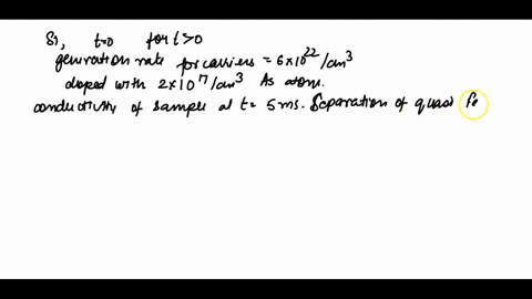 on-a-si-sample-incident-light-is-at-t-0-uniformly-which-generates-excess-carriers-for-t-0-the-generation-rate-for-carriers-is-6-1022cm3-sample-is-doped-with-2-1017cm3-as-atoms-determine-the-conducti-2