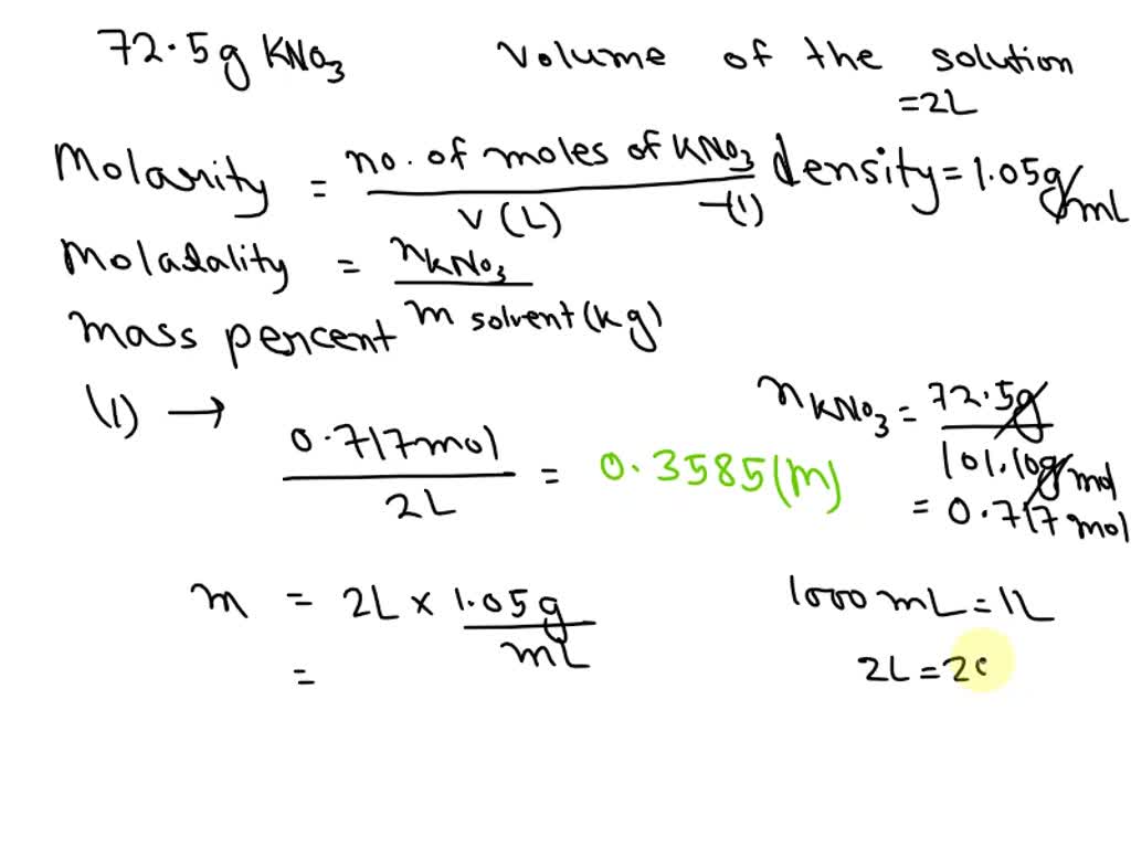 Solved An Aqueous Kno Solution Is Made Using G Of Kno Diluted To A Total Solution Volume