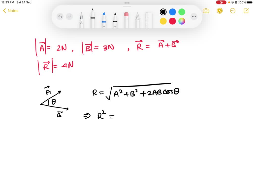 SOLVED: What Is The Angle Between Two Forces Of 2N And 3N Having ...