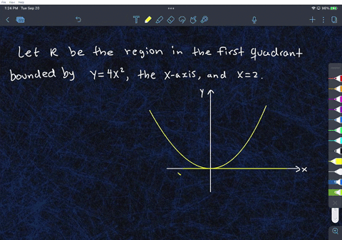 find-the-volume-of-the-solid-generated-by-revolving-the-following-region-about-the-y-axis-the-region-in-the-first-quadrant-bounded-above-by-the-parabola-y-4x2-below-by-the-x-axis-and-on-the-39794
