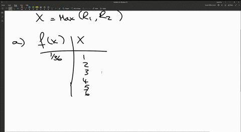 suppose-a-fair-six-sided-die-is-rolled-twice_-let-x-be-a-random-variable-for-the-maximum-value-that-appears-on-the-top-face-in-the-two-rolls-marks-find-fx-the-probability-mass-function-of-x-85962