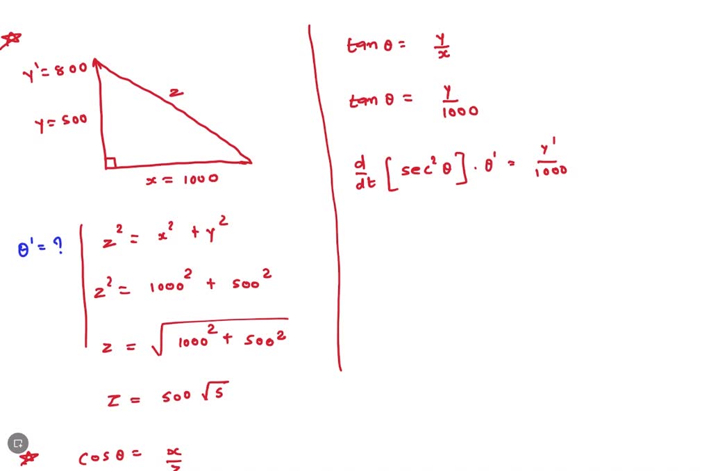 SOLVED: A rocket is rising vertically from a point 1000 horizontal feet ...