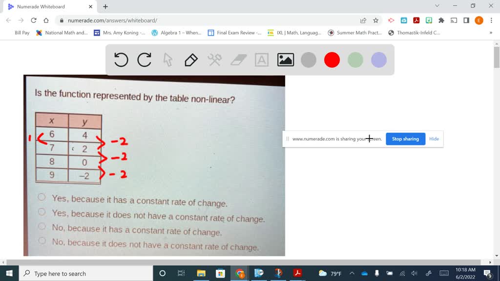 SOLVED: Is the function represented by the table non-linear? Linear vs ...