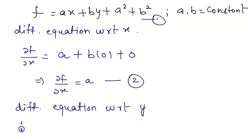 SOLVED: 2z=(ax+y)²+b Form The Partial Differential Equation? Where A B ...