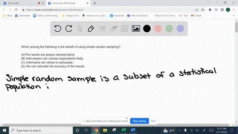 which-among-the-following-is-the-benefit-of-using-simple-random-sampling-athe-results-are-always-representative-b-interviewers-can-choose-respondents-freely-c-informants-can-refuse-to-participate-d-we