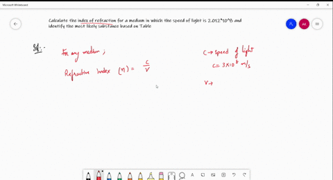 calculate-the-index-of-refraction-for-a-medium-in-which-the-speed-of-light-is-2012-times-108-mathrmm-10918