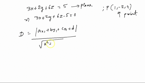 find-the-distance-from-the-point-1-2-4-to-the-given-plane-3x-2y-6z-5-thank-you-13133