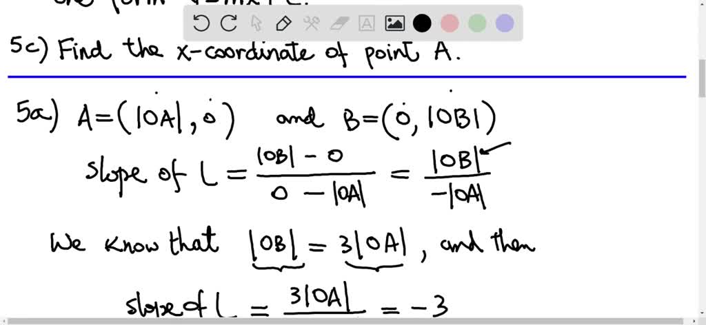 SOLVED: Sa. [2 marks] Line L intersects the -axis at point A and the y ...