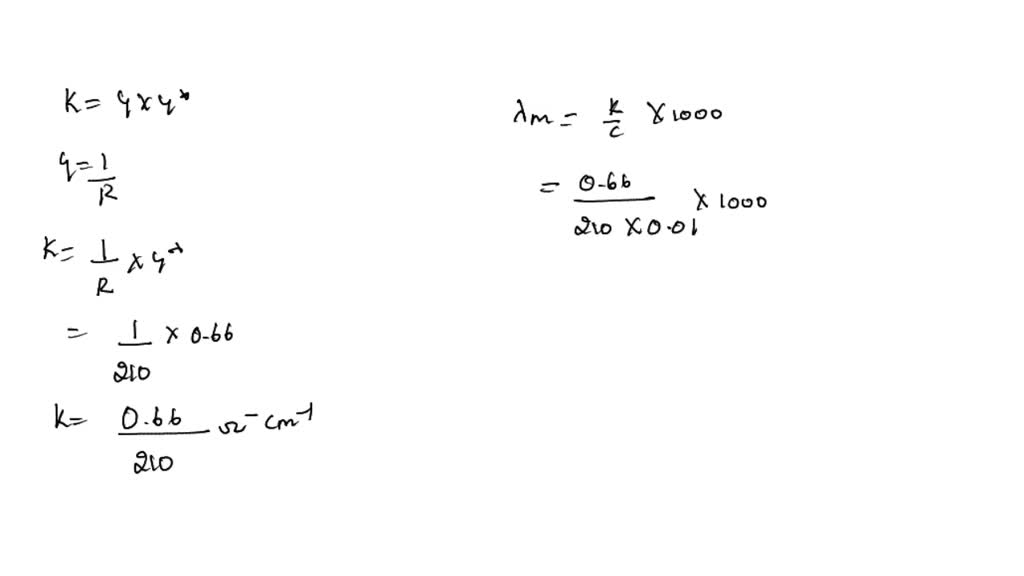 SOLVED: The resistance of a 0.01N solution of an electrolyte was found ...