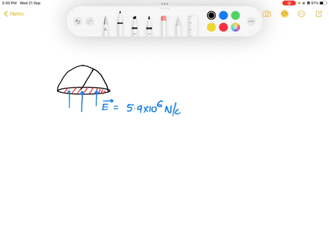 a-gaussian-surface-in-the-form-of-a-hemisphere-of-radius-r-09-m-lies-in-a-uniform-electric-field-of-magnitude-e-590106-nc-the-surface-encloses-no-net-charge-at-the-flat-base-of-the-surface-t-58355