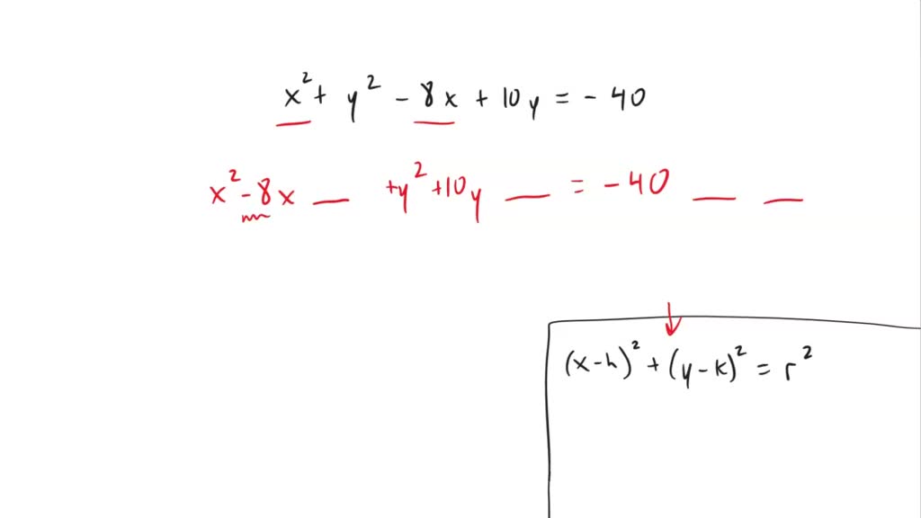 SOLVED The graph of the equation x^2 + y^2 8x + 10y = 40 is a