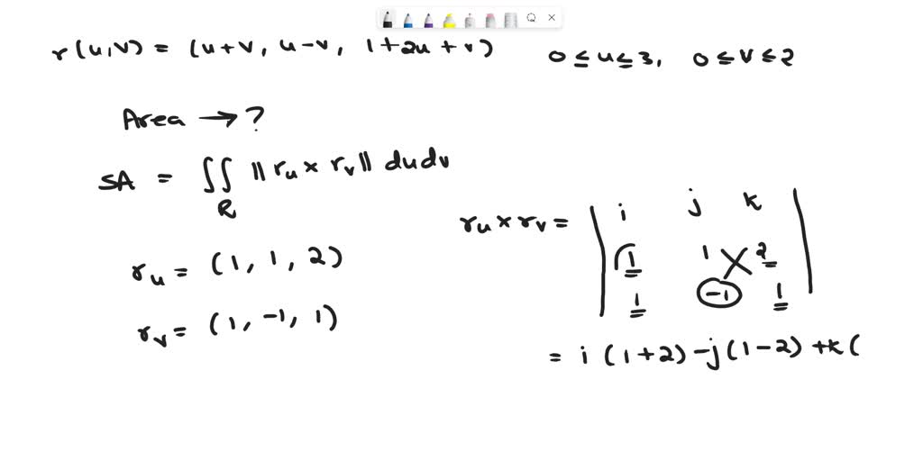 Solved: Find The Area Of The Surface R(u, V) = (u, 2v, U + V); 0