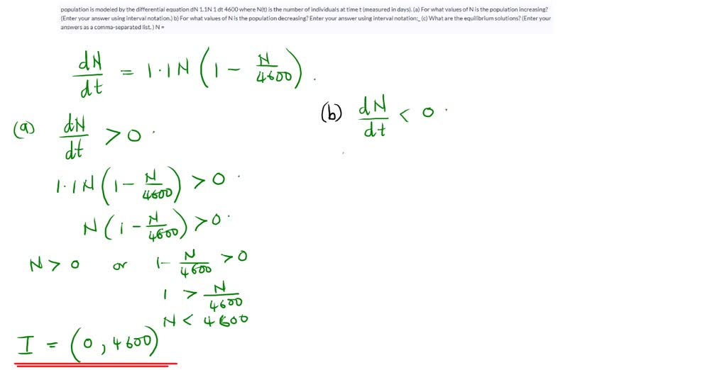 SOLVED: population is modeled by the differential equation dN 1.1N 1 dt ...