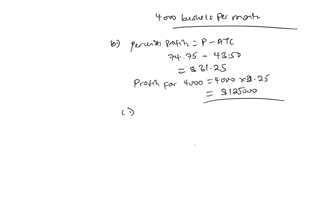SOLVED Ali's Wheat Production Costs Quantity (bushels) AVCdollars