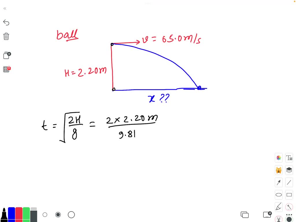 SOLVED A ball is thrown horizontally at a height of 2.20 meters at a