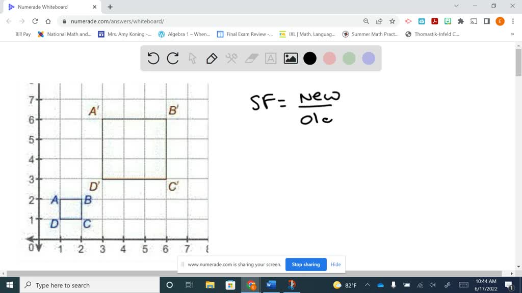 SOLVED: "Pre-image ABCD is dilated to image A'B'C'D'. Squares What ...