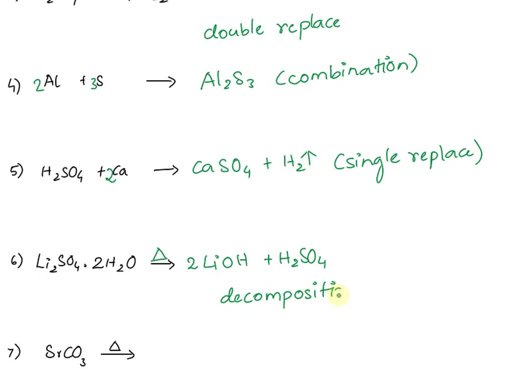 SOLVED: Give Each Reaction Type Then Complete Balance Each Equation ...