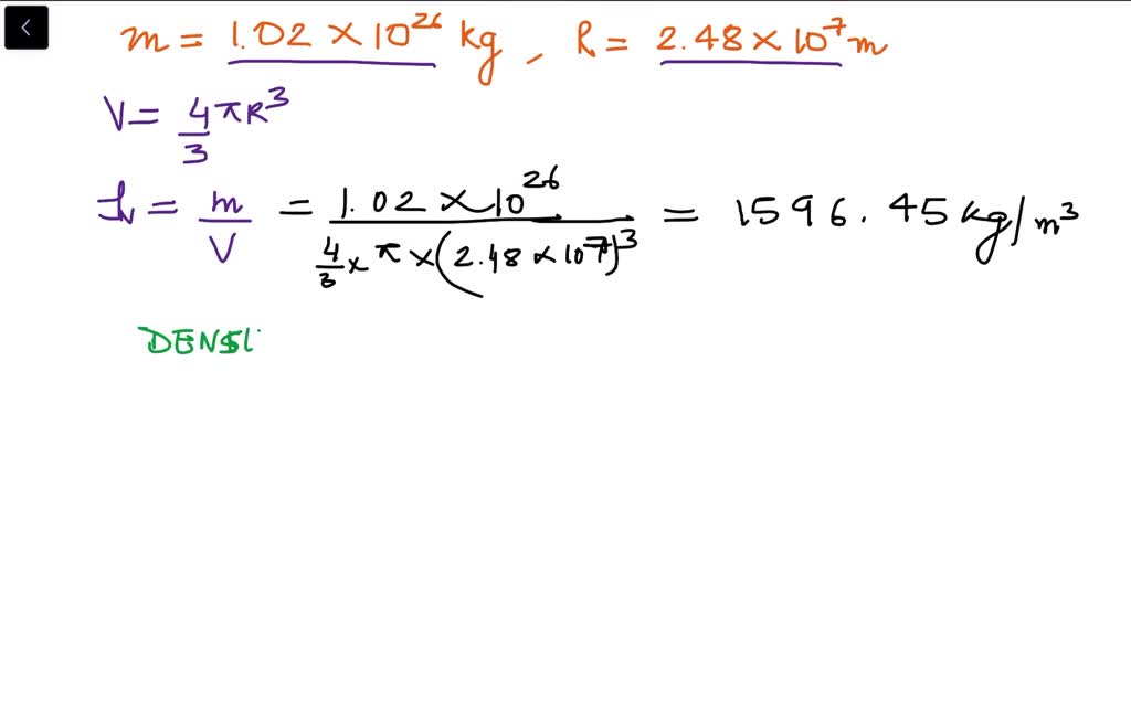 SOLVED: Calculate the average density of the planet Neptune (mass = 1 ...