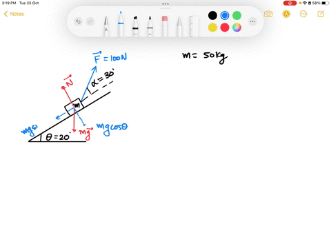 some-guy-is-pulling-a-box-up-ramp-the-ramp-is-inclined-20-to-the-horizontal-floor-the-rope-pulling-up-the-box-is-an-angle-of-30-to-the-ramp-if-the-mass-of-the-box-is-50-kg-and-the-tension-in-51944