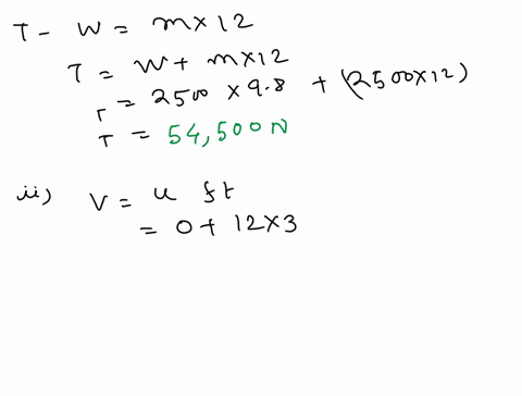 b-a-2500-kg-empty-elevator-starts-from-rest-and-is-pulled-upwards-from-ground-level-with-a-constant-acceleration-of-12-ms-2-in-a-time-of-3-s-calculate-i-the-tension-in-the-supporting-cable-3-43277