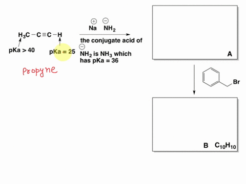 propyne-is-first-treated-with-sodium-amide-to-generate-a-reactive-intermediate-a-this-first-reaction-is-bronsted-acid-bronsted-base-reaction-a-is-combined-with-benzyl-bromide-giving-product-17328